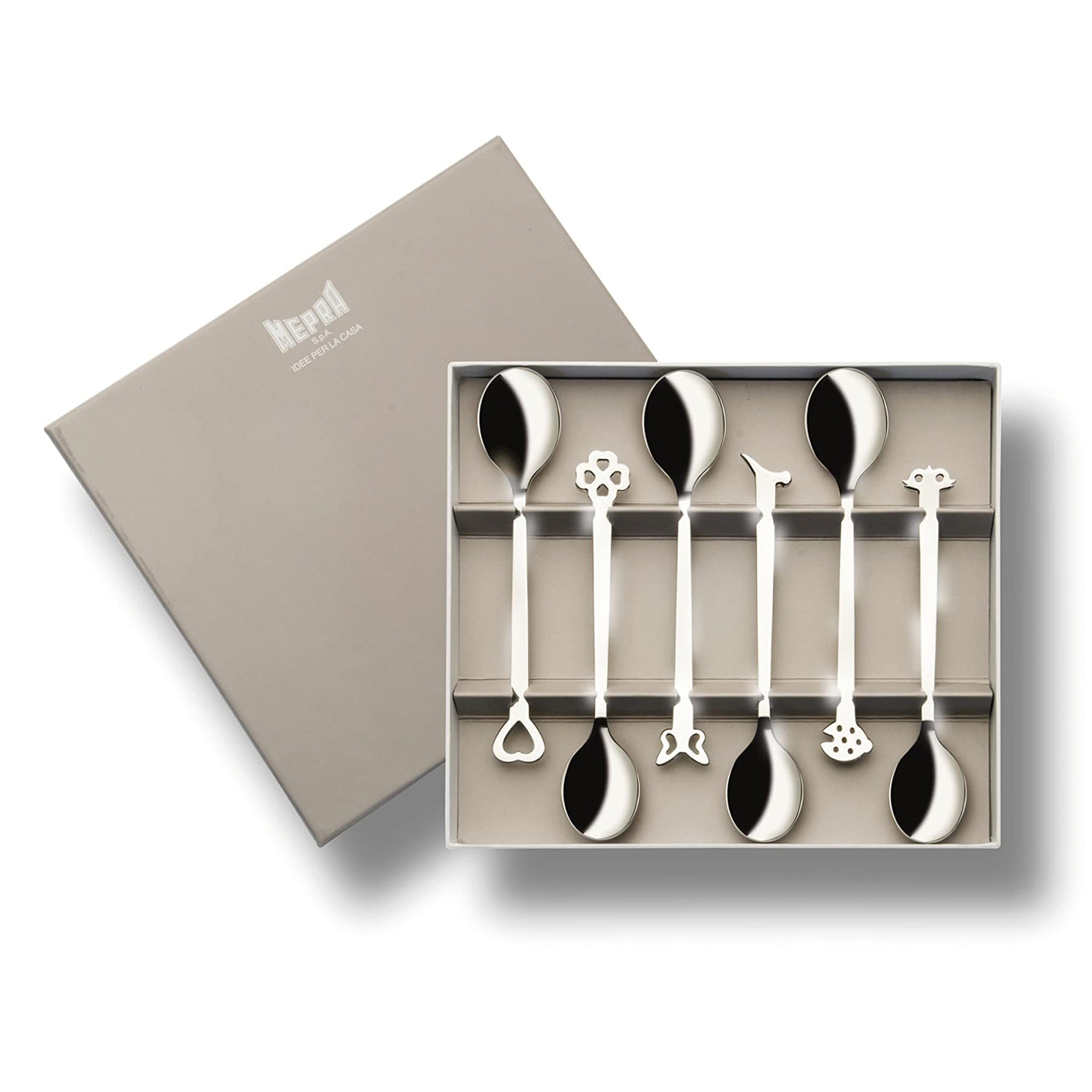 MEPRA "EVENTO" COLLECTION GIFT BOX OF 6 PCS STAIN.STEEL COFFEE SPOON