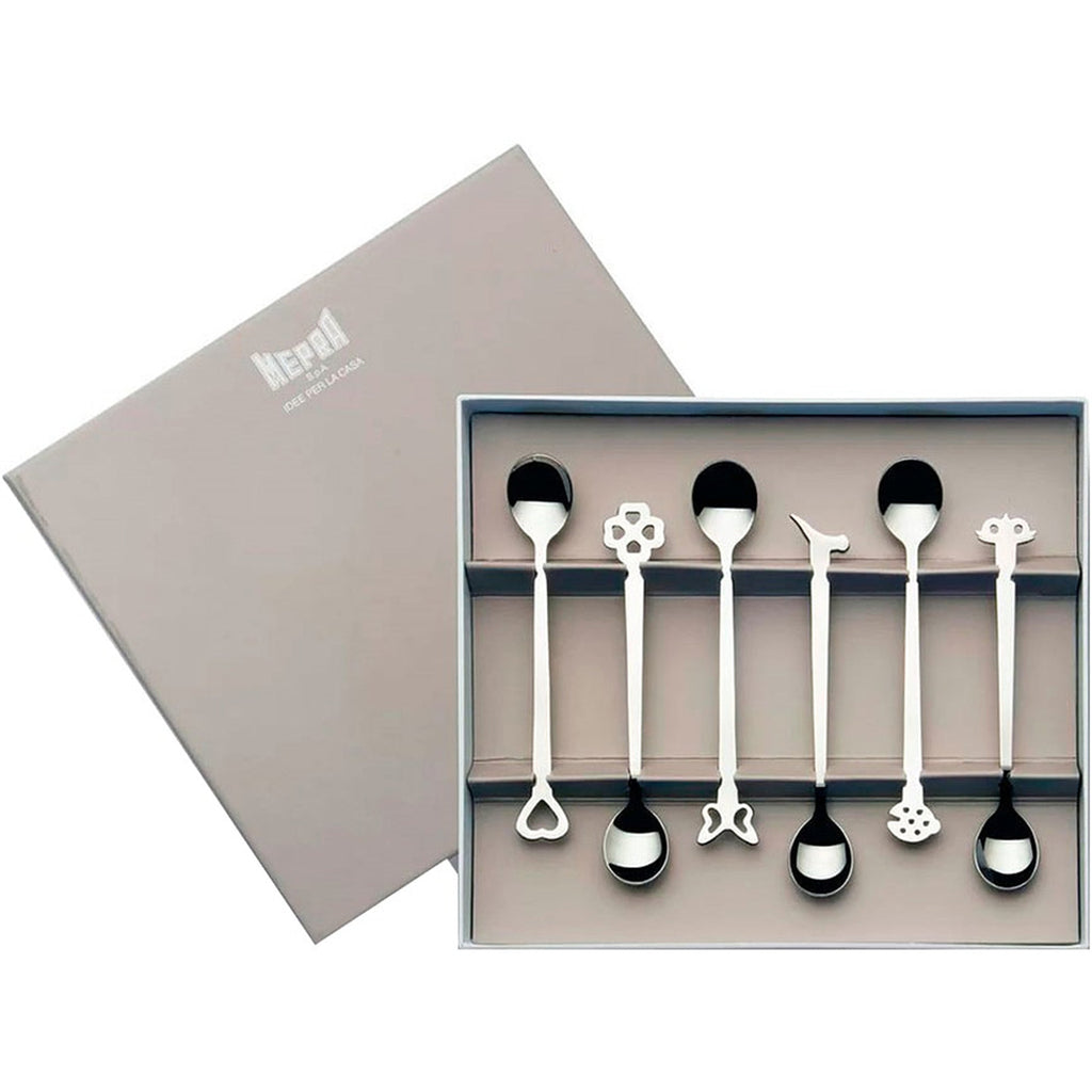 MEPRA "EVENTO" COLLECTION GIFT BOX OF 6 PCS STAIN.STEEL MOKA SPOON