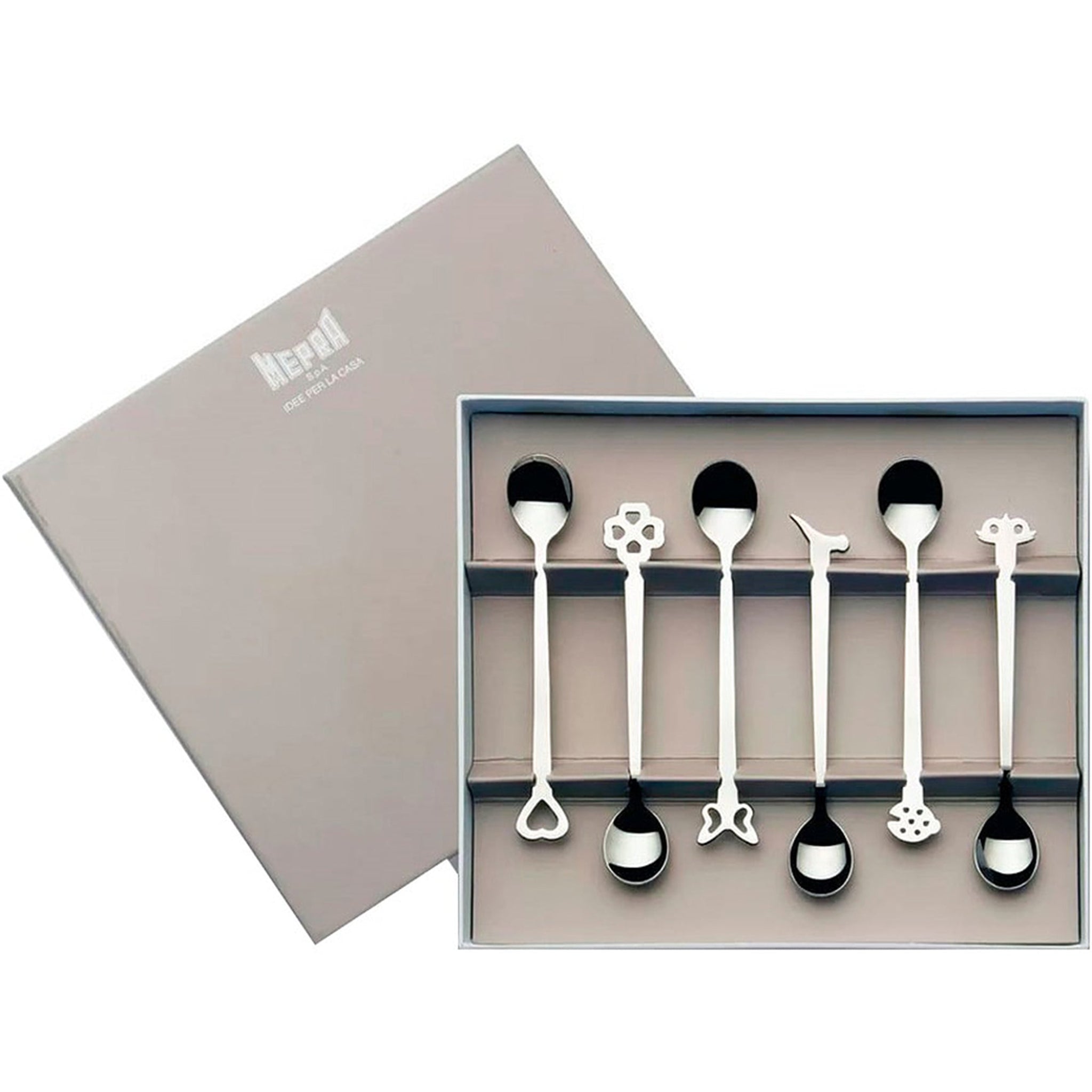 MEPRA "EVENTO" COLLECTION GIFT BOX OF 6 PCS STAIN.STEEL MOKA SPOON