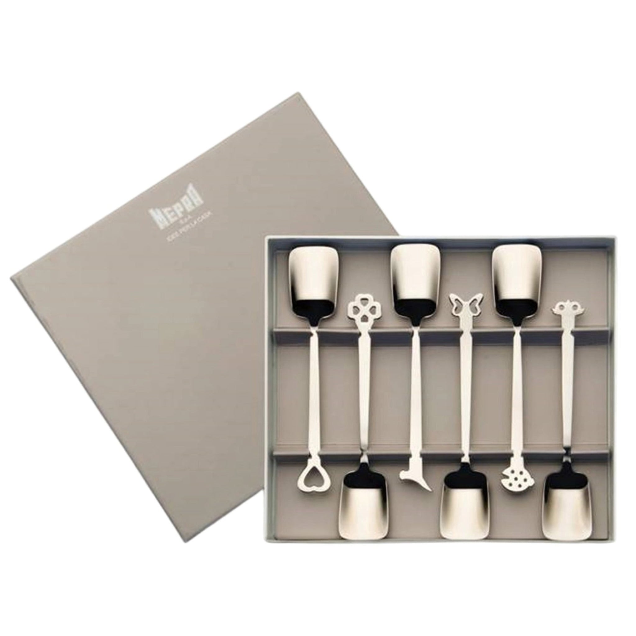 MEPRA "EVENTO" COLLECTION GIFT BOX OF 6 PCS STAIN.STEEL ICE CREAM SPOON