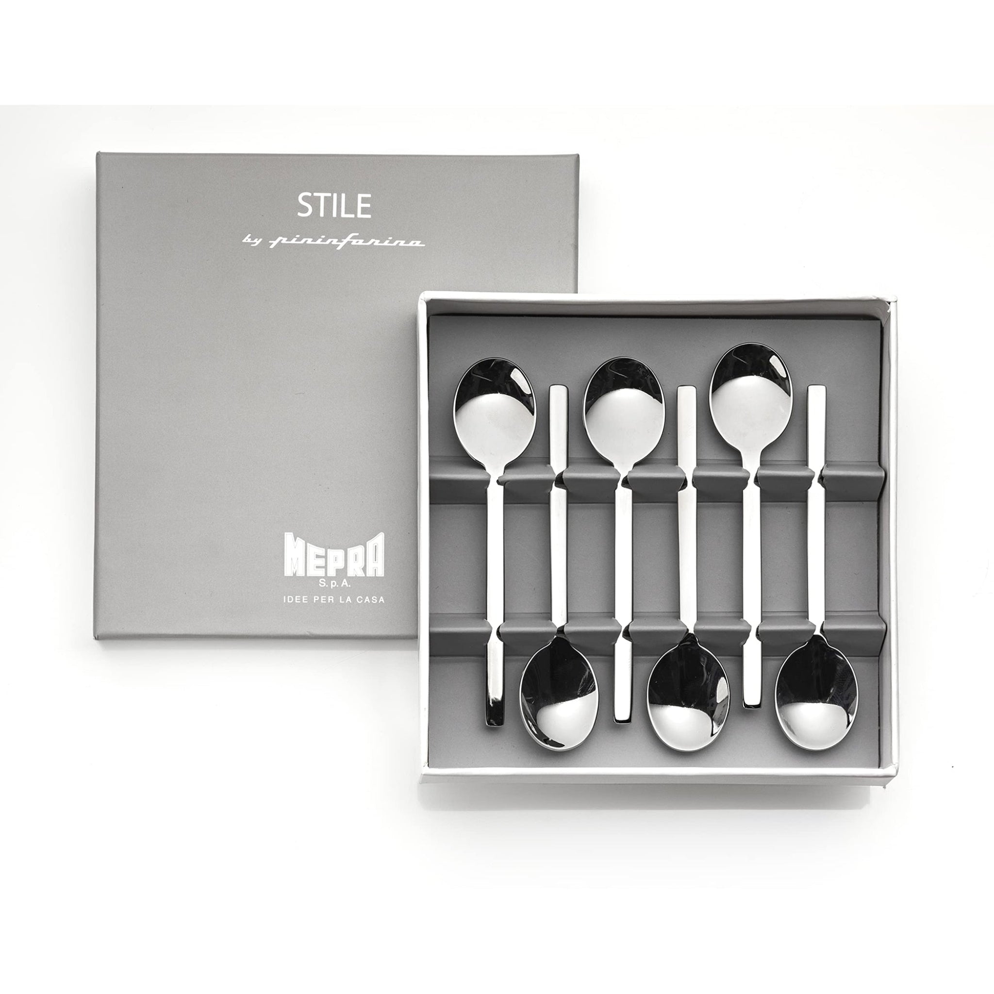 MEPRA "STILE" COLLECTION GIFT BOX OF 6 PCS STAIN.STEEL MOKA SPOON