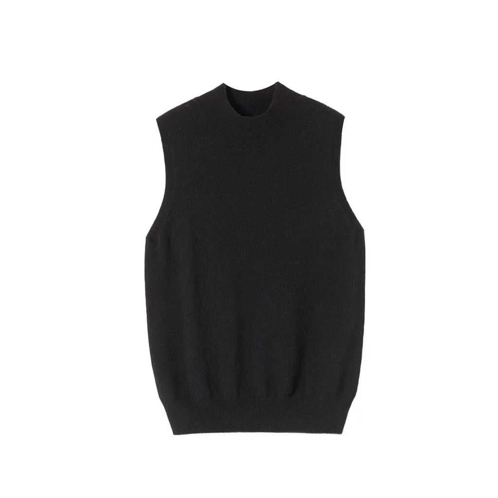 Leeveless Mock Neck Cashmere Top