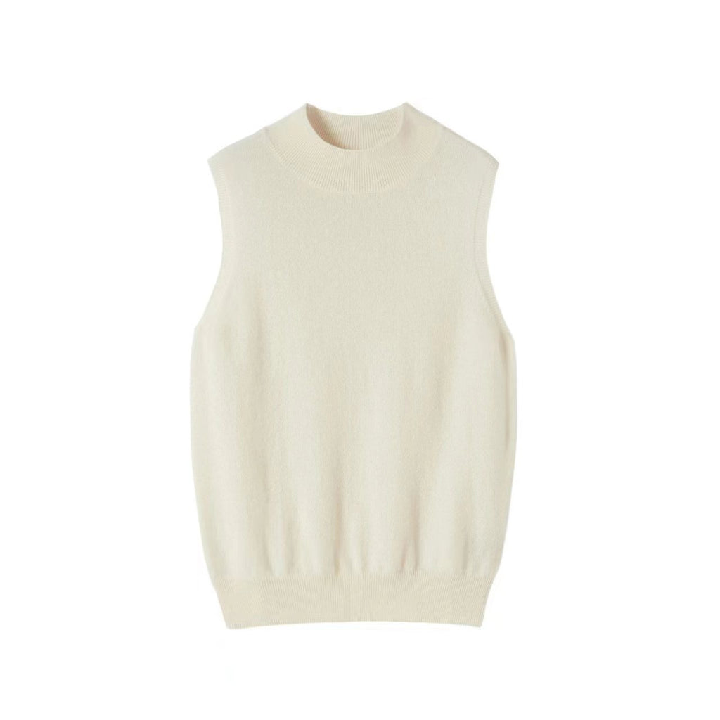 Leeveless Mock Neck Cashmere Top