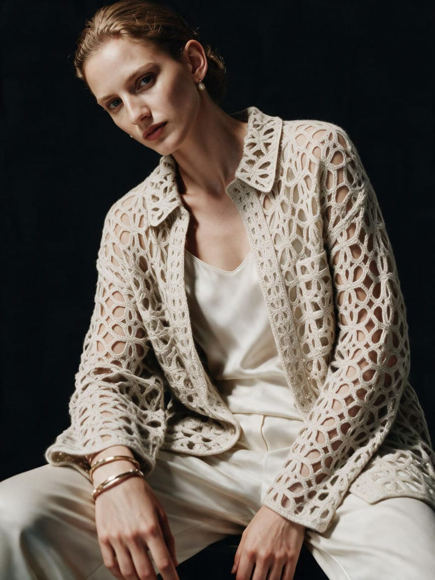 Crochet Cashmere Lace Blazer