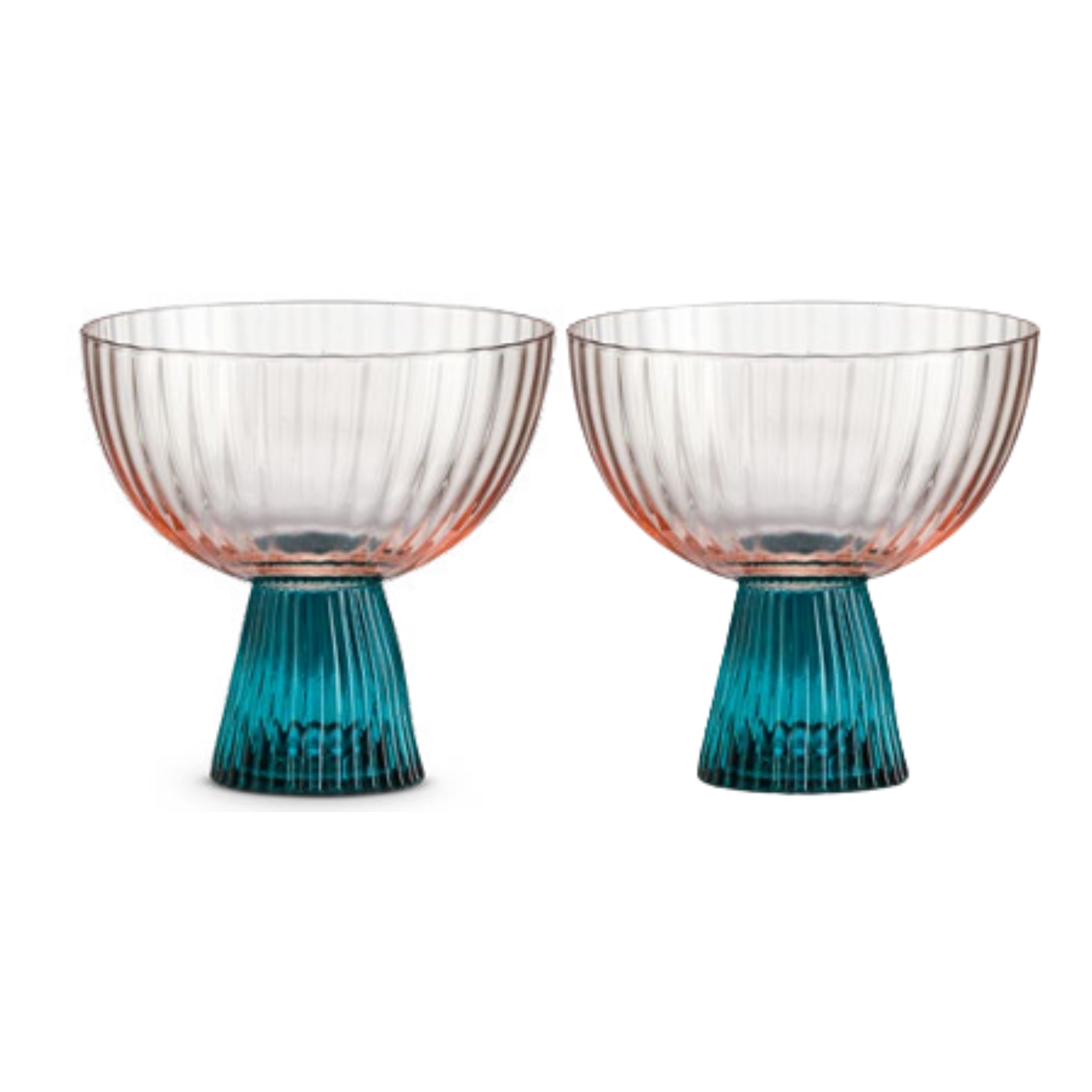 POZZI MILANO Set of 2 ice cream bowls frill finish in color box 2 COLORS SPR.PINK-GREEN