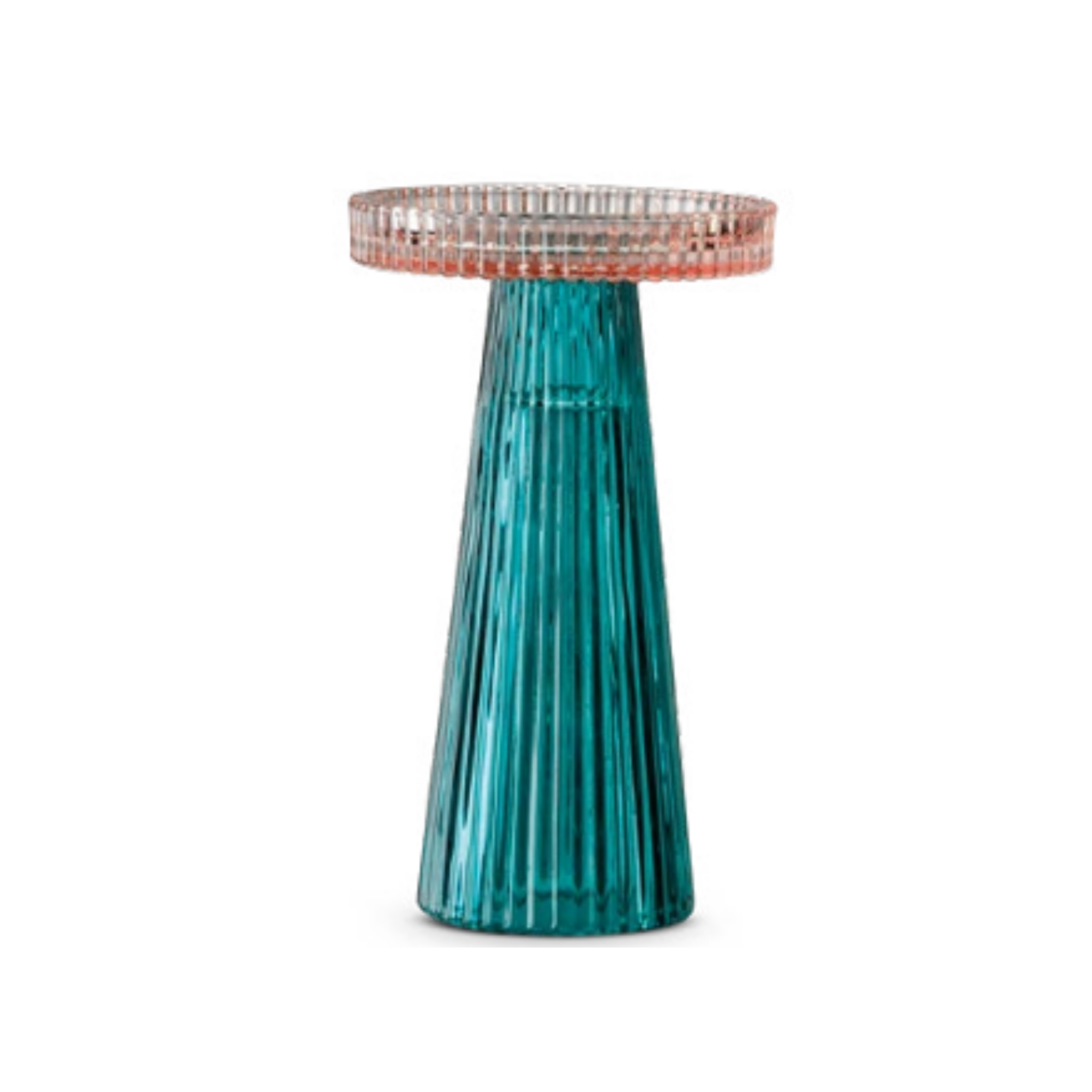 POZZI MILANO Pillar glass candle holder 10x10x16,5 cm in c.b. 2 COLORS SPR.PINK-GREEN