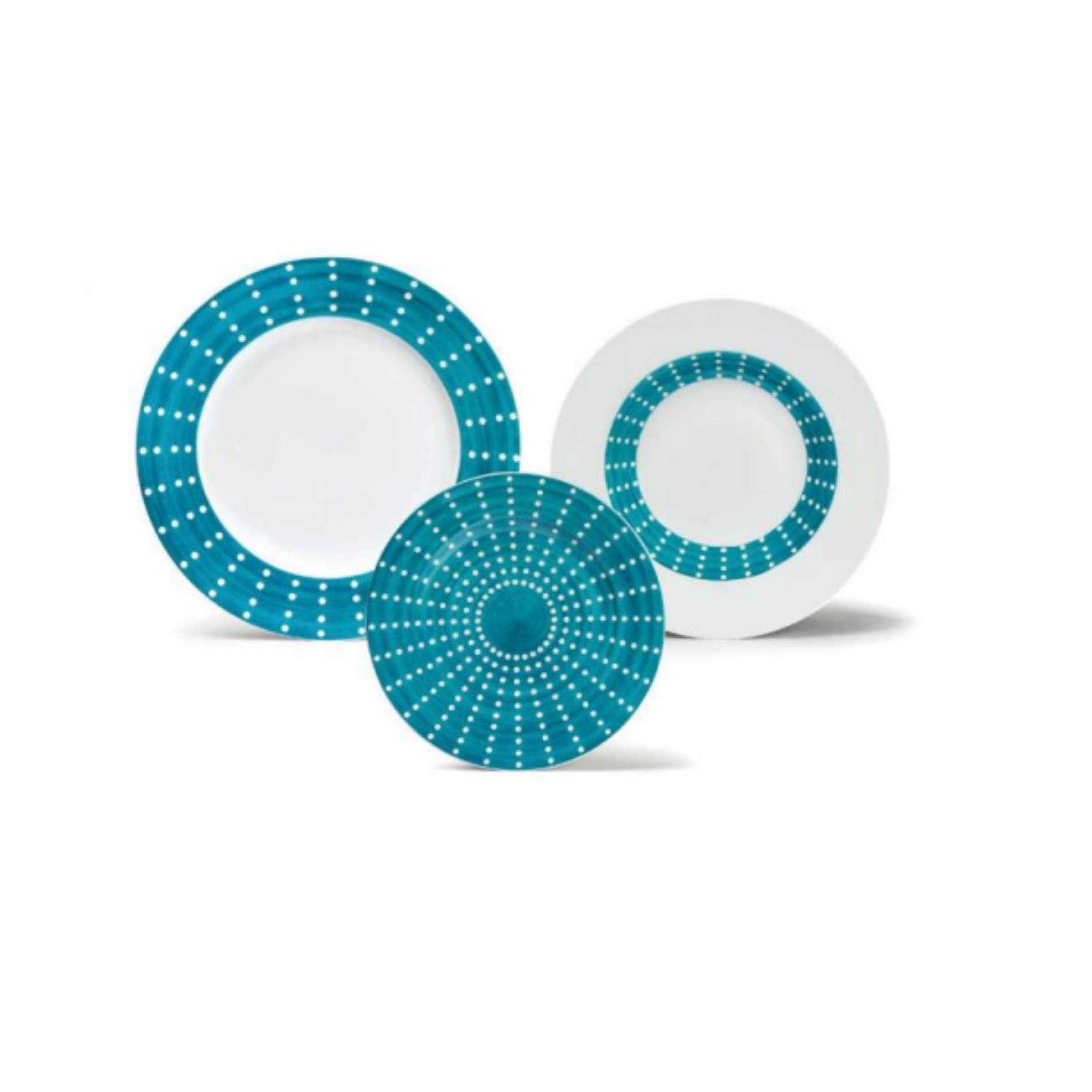 AFFERANO PORCELAIN PERLE PLATES TURQUOISE - SET OF 3 PCS (1 dinner, 1 soup, 1 dessert)  "only available by set"