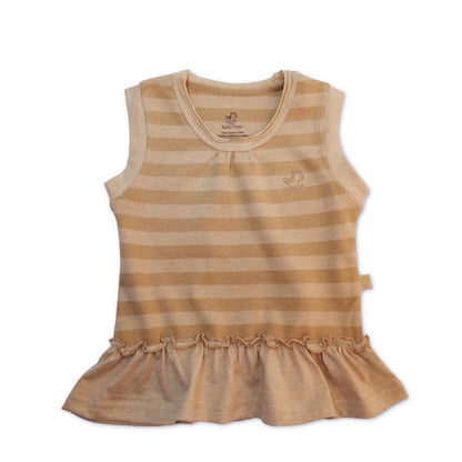 100% organic cotton ruffle hem striped top