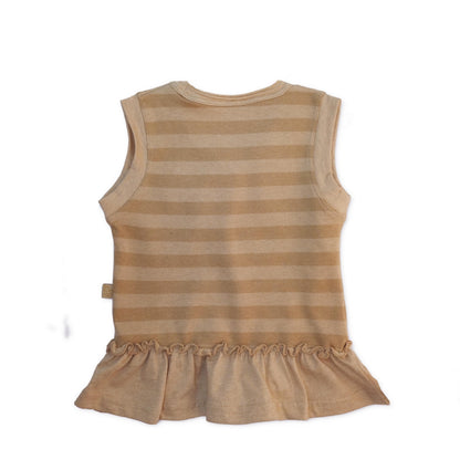 100% organic cotton ruffle hem striped top