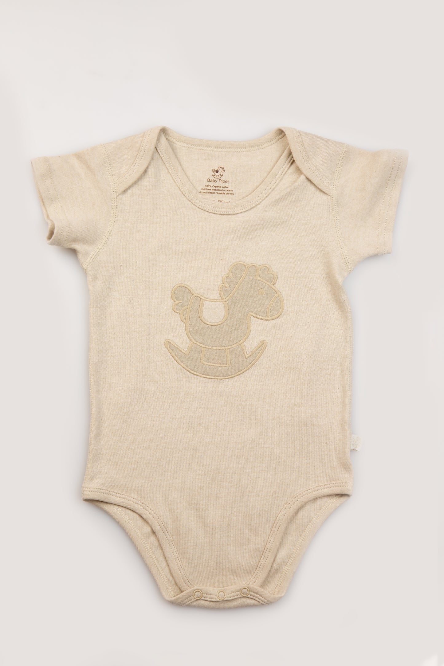 100% Organic Cotton Short Sleeve Bodysuit With mbroidered