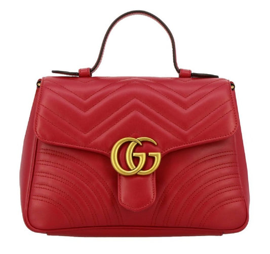 Gucci Marmont Small Top Handle Bag - Red
