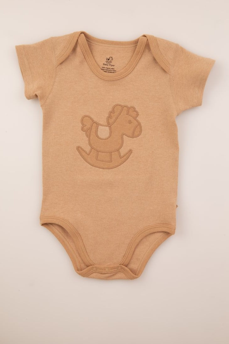 100% Organic Cotton Short Sleeve Bodysuit With mbroidered