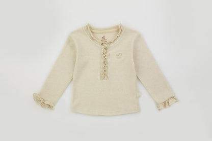 100% Organic Cotton Long-Sleeve Ruffled Top