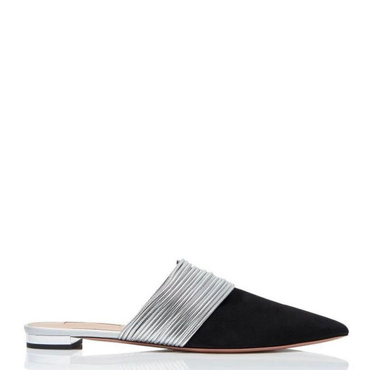 RENDEZ VOUS MULES FLAT - BLACK/SILVER/WHITE