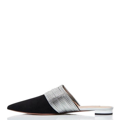 RENDEZ VOUS MULES FLAT - BLACK/SILVER/WHITE