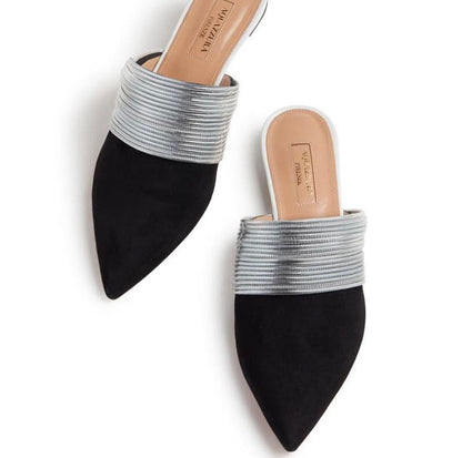 RENDEZ VOUS MULES FLAT - BLACK/SILVER/WHITE