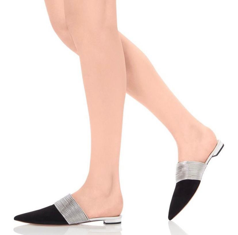 RENDEZ VOUS MULES FLAT - BLACK/SILVER/WHITE