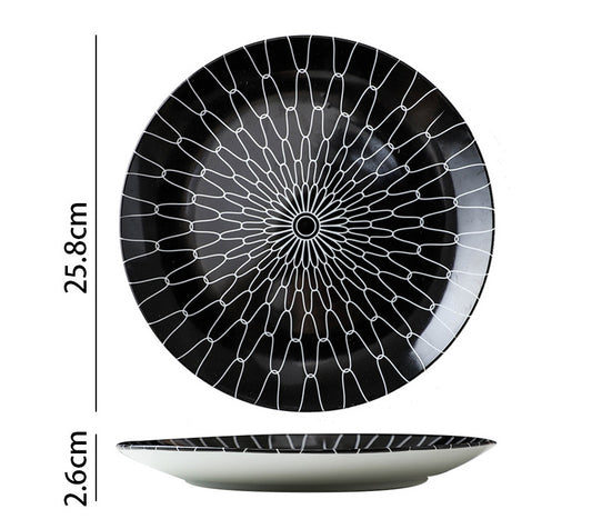Spiral Black Dinner Plate