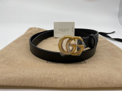 Gucci Leather belt with Double G buckle 2cm - Women