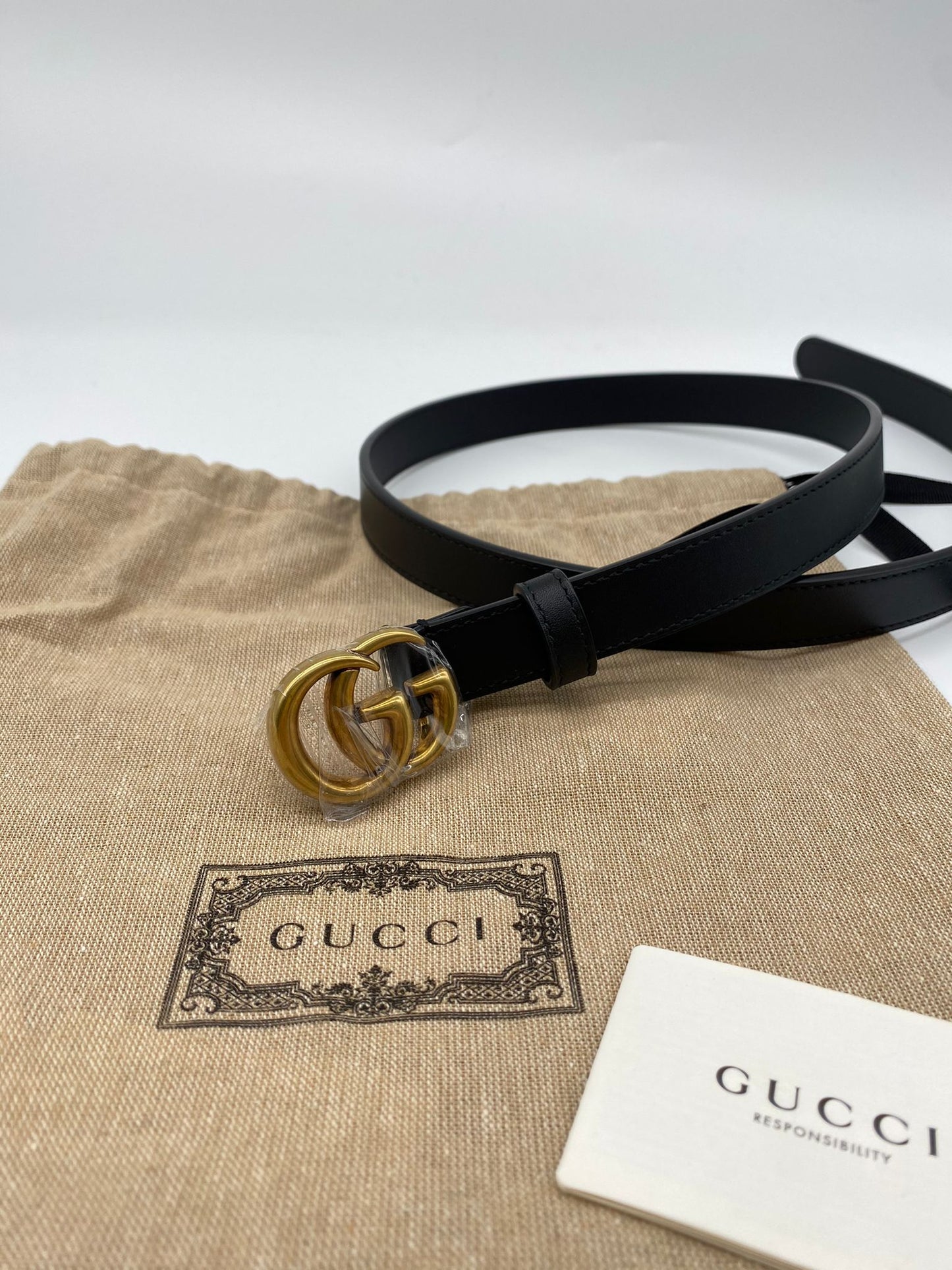 Gucci Leather belt with Double G buckle 2cm - Women