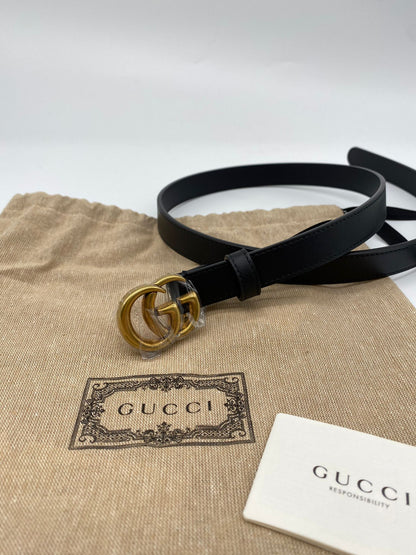 Gucci Leather belt with Double G buckle 2cm - Women