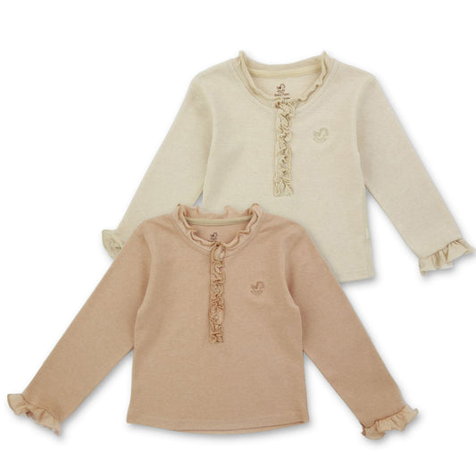 100% Organic Cotton Long-Sleeve Ruffled Top