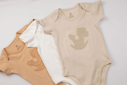 100% Organic Cotton Short Sleeve Bodysuit With mbroidered